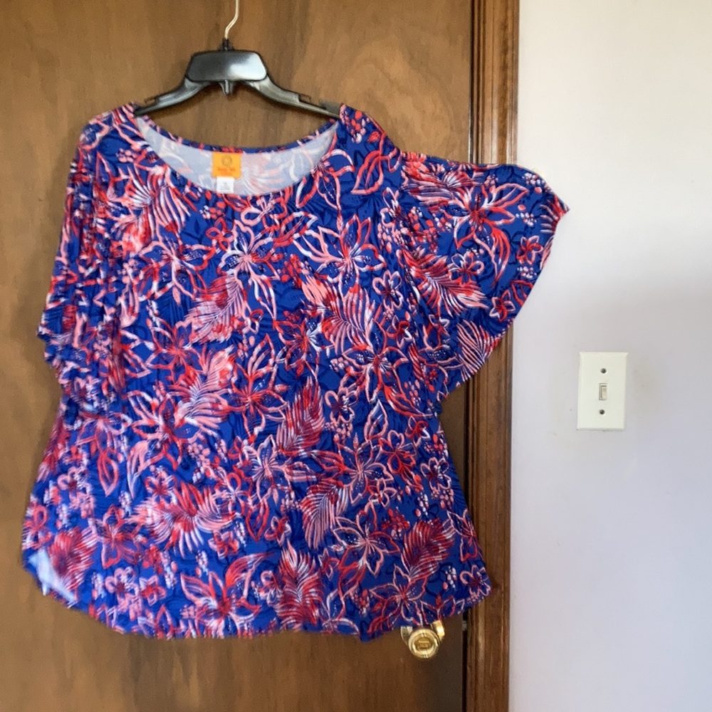 3/$45 Ruby Rd floral print top w stretch pullover shirt casual  boho 1X - Picture 10 of 17